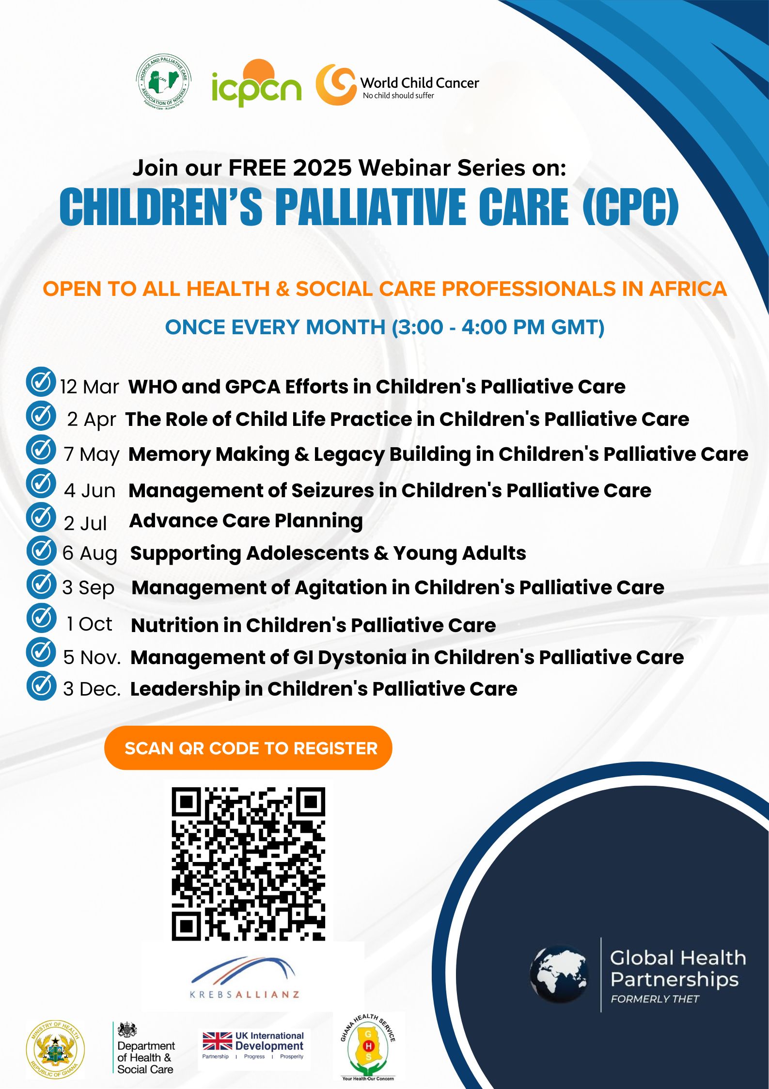 Free 2025 Webinar Series on Children’s Palliative Care (CPC) – Open to All Health & Social Care Professionals in Africa